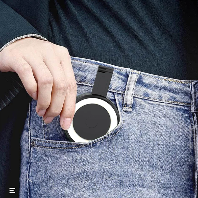 V19 Lampada Fotografica Magnetica Portatile per Selfie Rotonda Bellezza Pelle Live Streaming Luce LED - Nero