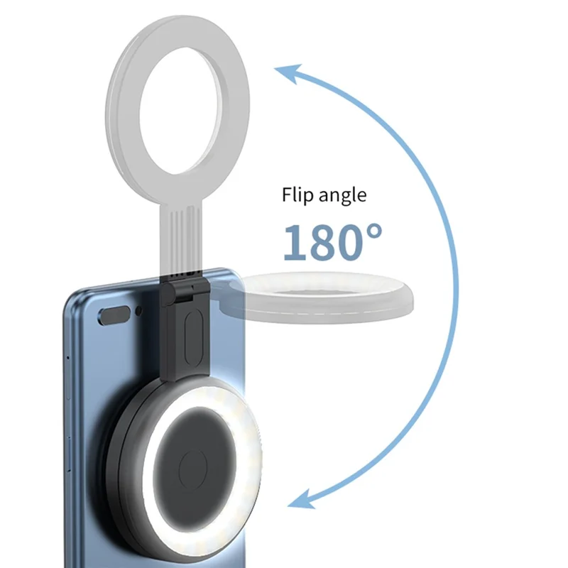 V19 Lampada Fotografica Magnetica Portatile per Selfie Rotonda Bellezza Pelle Live Streaming Luce LED - Nero
