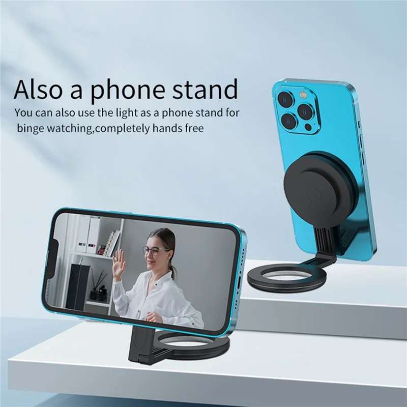 V19 Lampada Fotografica Magnetica Portatile per Selfie Rotonda Bellezza Pelle Live Streaming Luce LED - Nero