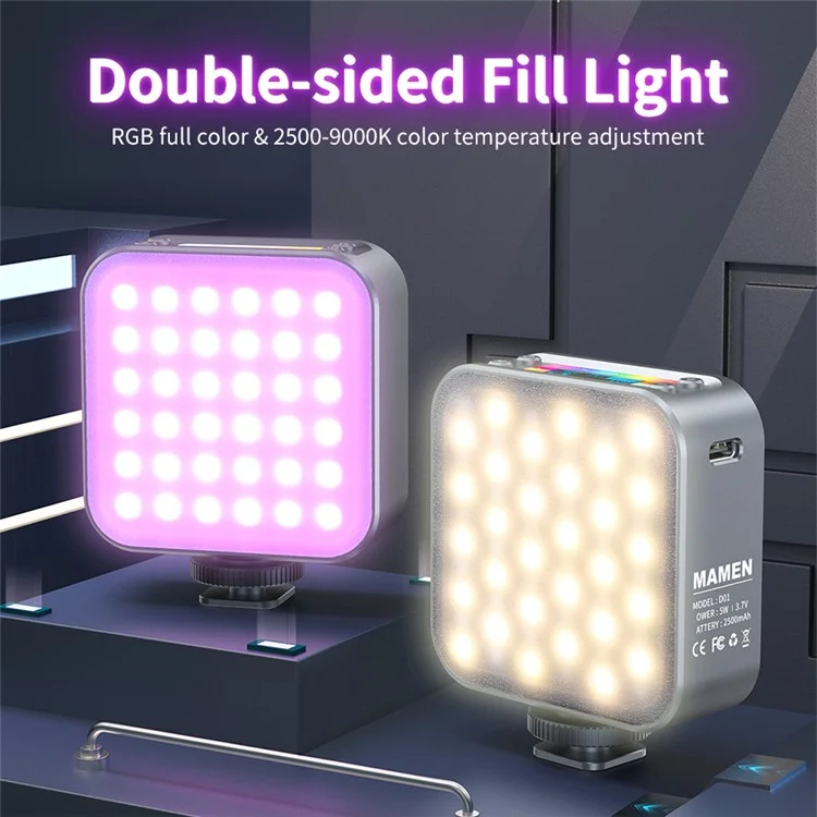 D01 Câmera Portátil Miniatura de Telefone RGB Luz de Preenchimento Dimerizável Fotografia LED Luz de Preenchimento