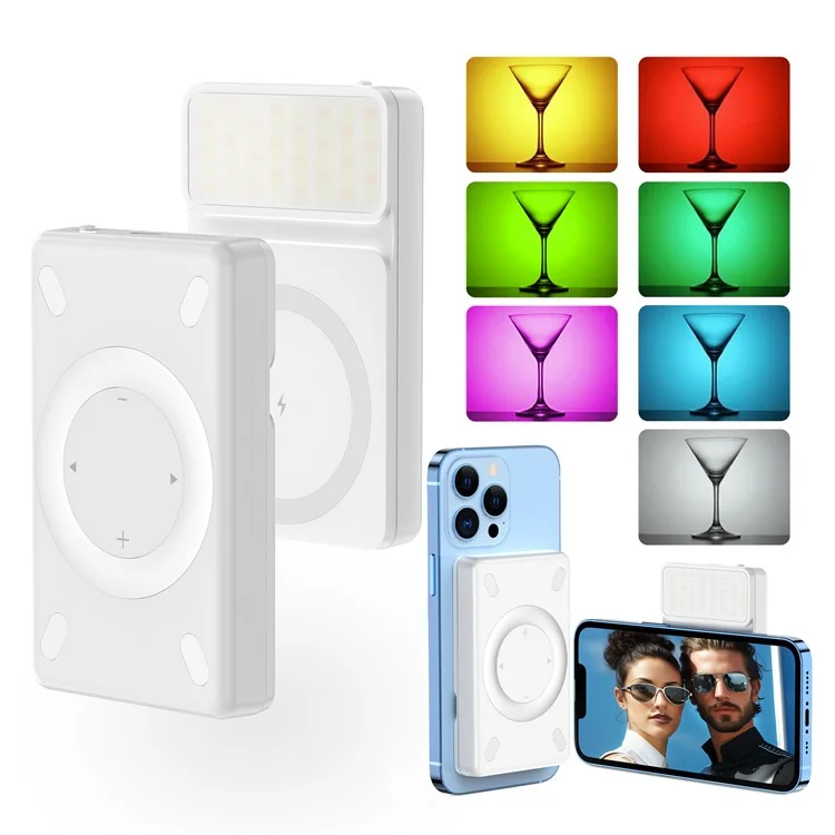 Lâmpada Fotográfica de Telefone Magnética V17 com Carregador Sem Fio Recarregável, Iluminação Portátil RGB para Transmissão ao Vivo