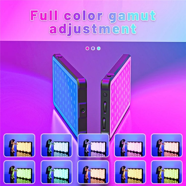 C02 Full Color RGB Video Light 24 Effects Dimmable Pocket Fill Lamp for Live Broadcast - Black