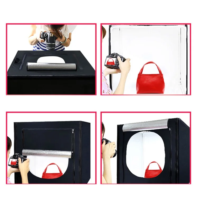 Lightbox fotografico pieghevole da 120 cm con 4 barre LED dimmerabili per riprese fotografiche con fotocamera e smartphone - Spina EU