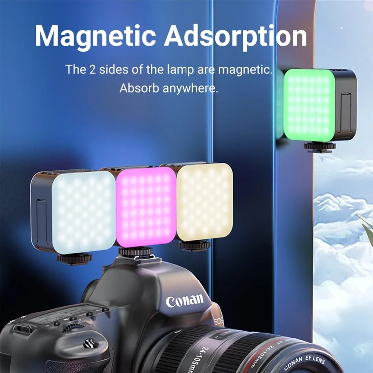 D02 Mini Luz de Preenchimento LED para Transmissão Ao Vivo Adsorção Magnética Bolso Lâmpada de Vídeo RGB