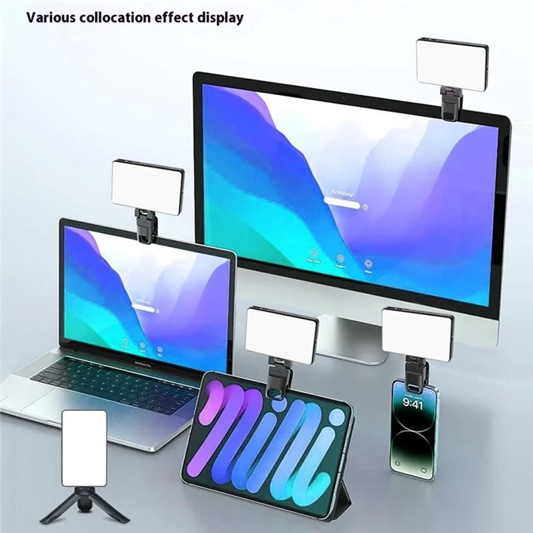 T140 Camera Phone Tablet Video Light with Phone Clip Soft Light Fill Light Selfie Light for Photography