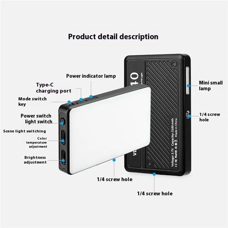 T140 Camera Phone Tablet Video Light with Phone Clip Soft Light Fill Light Selfie Light for Photography