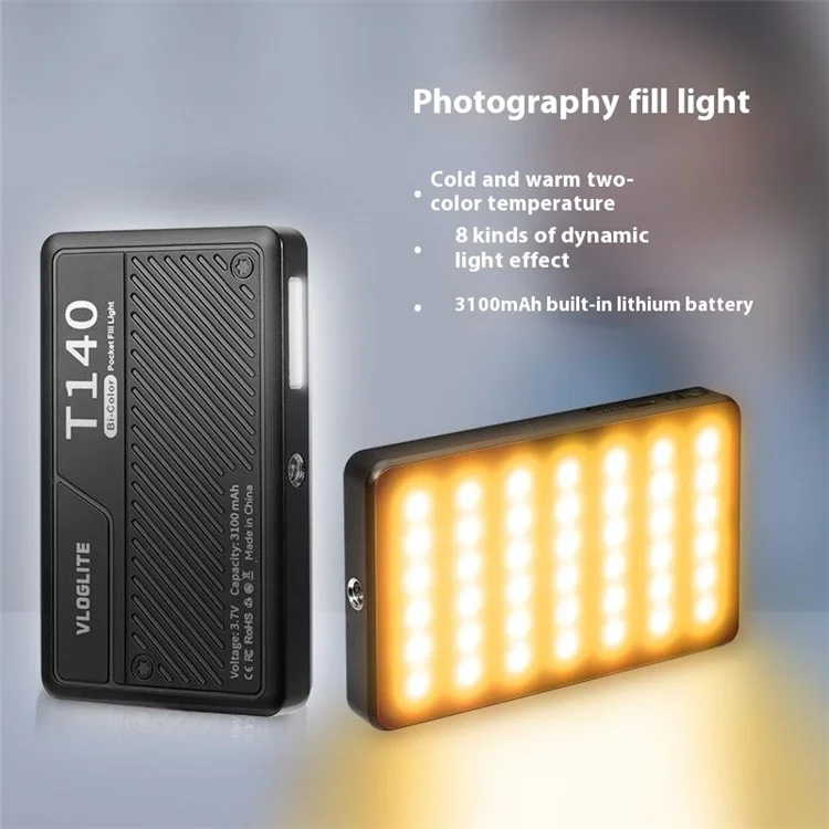 T140 Camera Phone Tablet Video Light with Phone Clip Soft Light Fill Light Selfie Light for Photography
