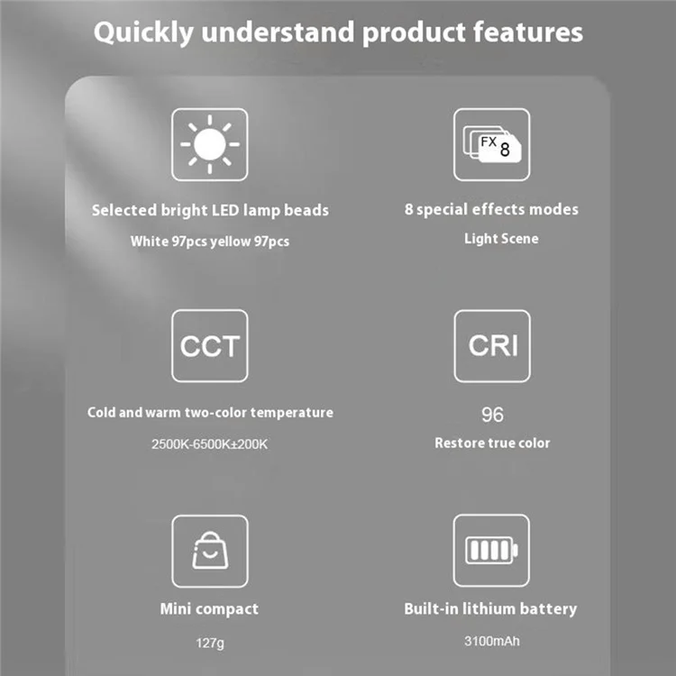 T140 Camera Phone Tablet Video Light with Phone Clip Soft Light Fill Light Selfie Light for Photography