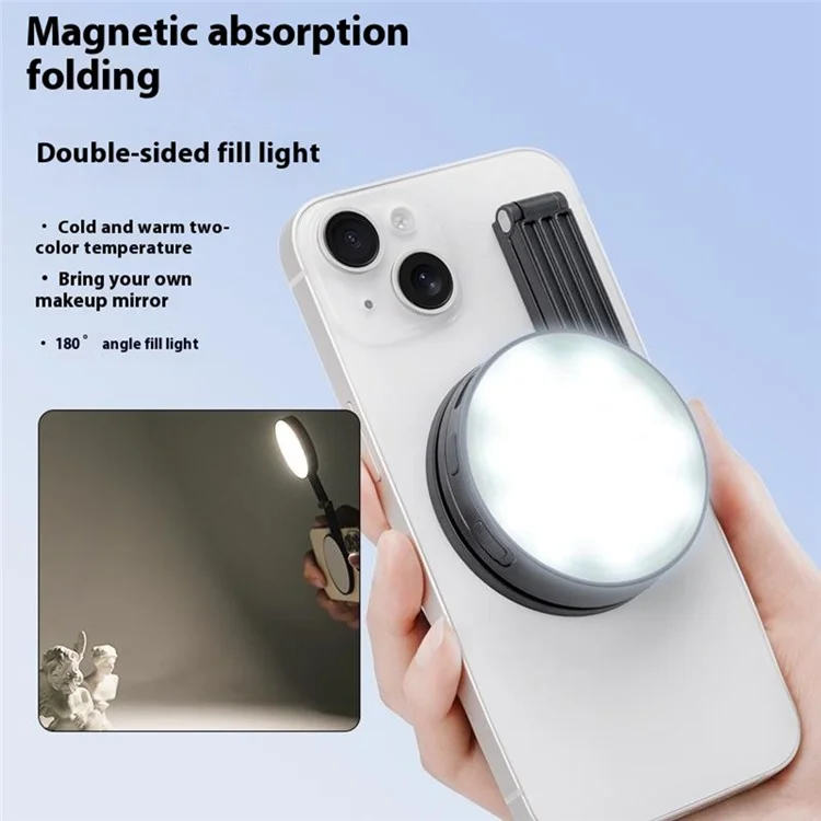 M38 Magnetic Fill Light For iPhone 16 / 15 / 14 Pro Compatible with MagSafe Portable Photography Livestream Lighting