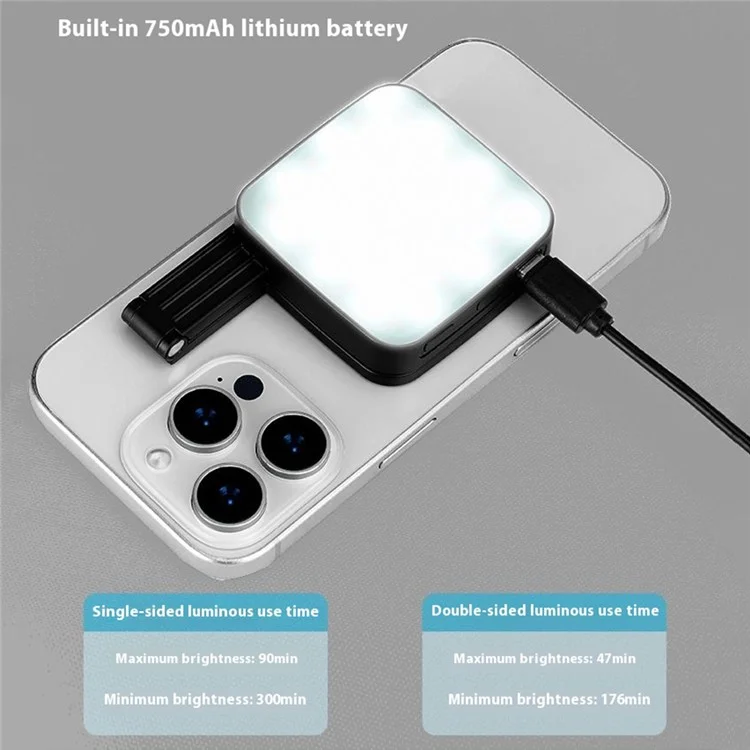 M42 Magnetic Phone Light Compatible with MagSafe Selfie Beauty Lamp Double-Sided Illumination - Black