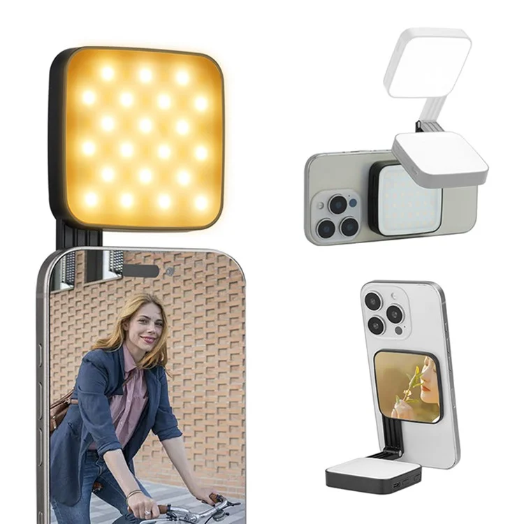 M42 Magnetic Phone Light Compatible with MagSafe Selfie Beauty Lamp Double-Sided Illumination - Black