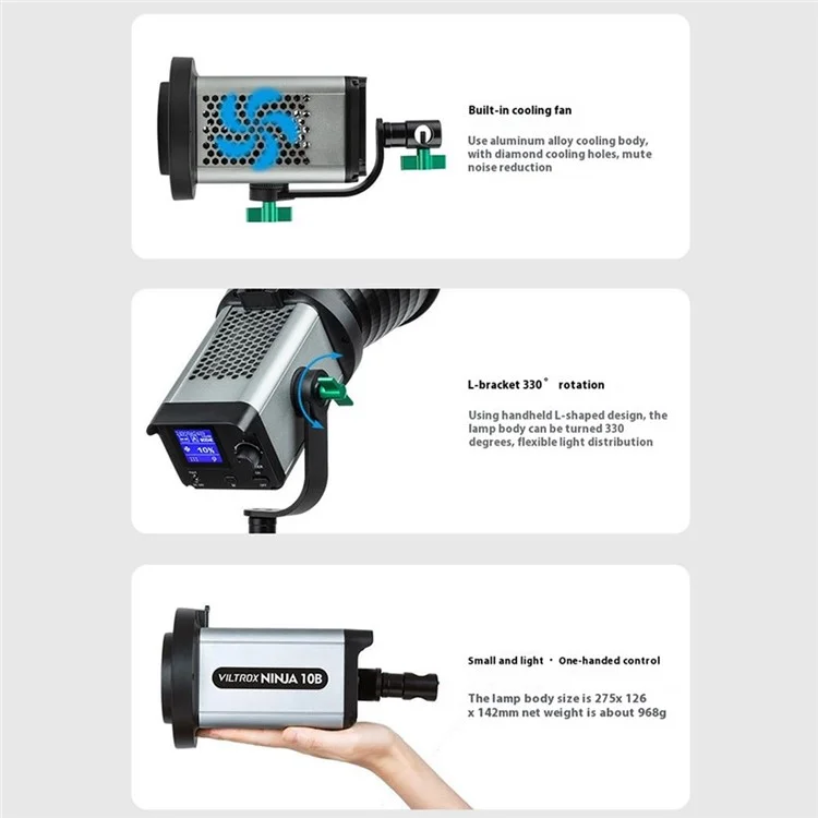 VILTROX Ninja 10 120W LED Video Light 5600K Professional Photography Studio Streaming Fill Light - US Plug