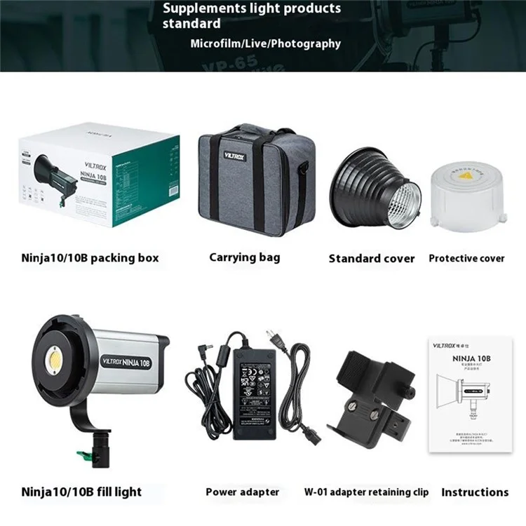 VILTROX Ninja 10 120W LED Video Light 5600K Professional Photography Studio Streaming Fill Light - US Plug
