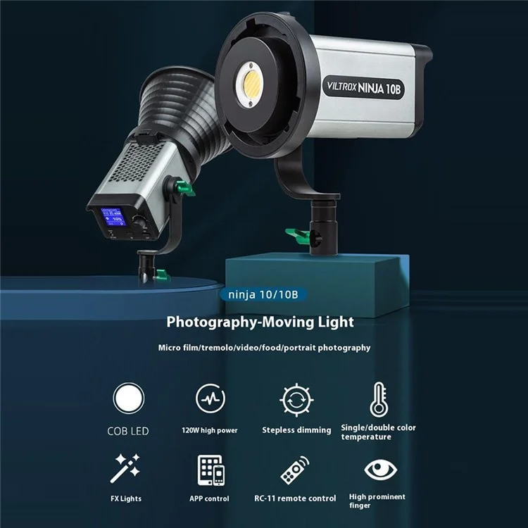 VILTROX Ninja 10 120W LED Video Light 5600K Professional Photography Studio Streaming Fill Light - US Plug