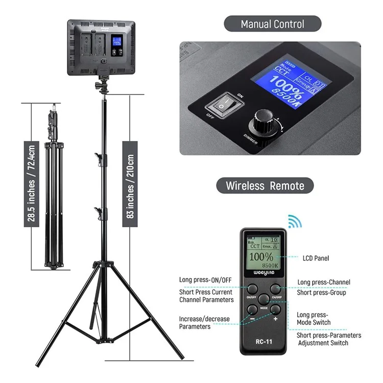 Kit de Iluminación LED WEEYLITE Sprite20 de 2 Piezas para Grabación de Vídeo, Streaming y Luz de Estudio RGB - Enchufe UE