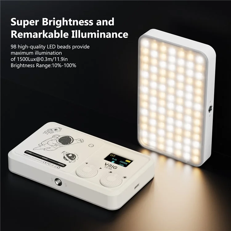 VRIG FD98 Lumière vidéo LED à double température de couleur Éclairage portable de photographie