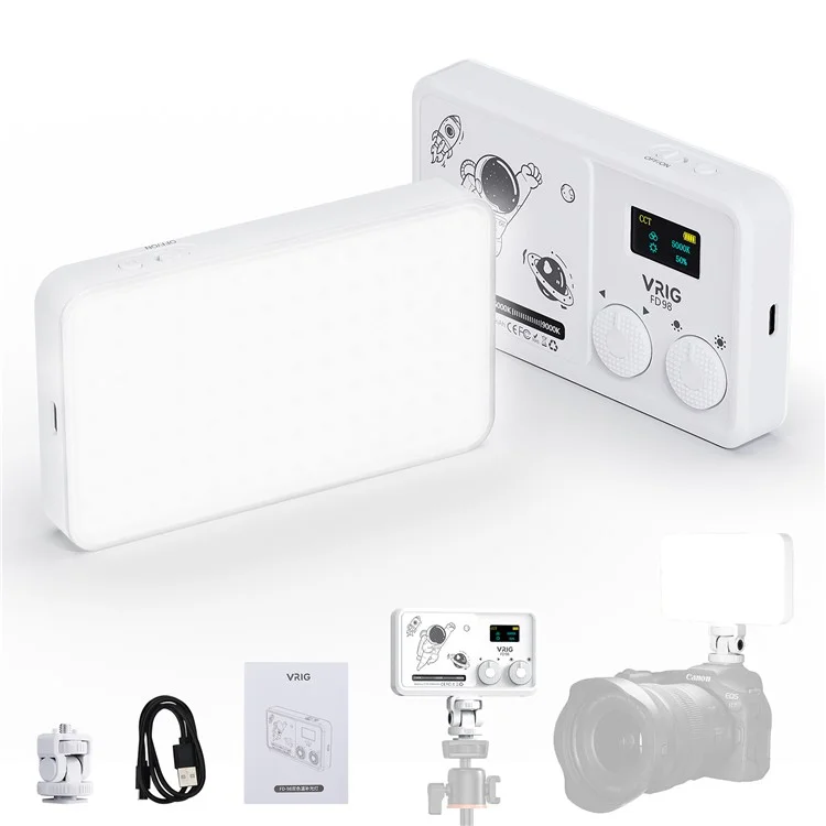 VRIG FD98 Lumière vidéo LED à double température de couleur Éclairage portable de photographie