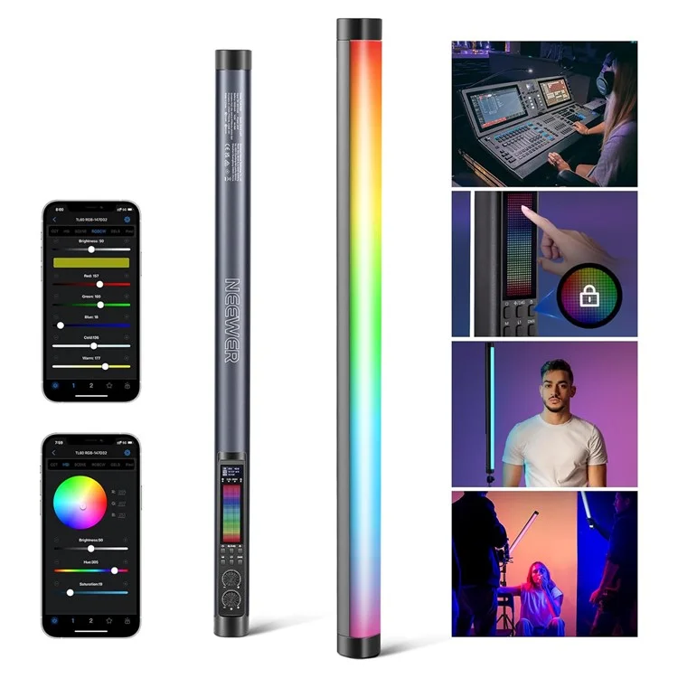 NEEWER TL60 RGB Full Color LED Light Stick Handheld Video Lighting Vlog Photography Fill Light 2500K-10000K - US Plug