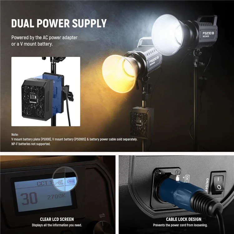NEEWER FS150B LED-Videoleuchte 130W Bi-Color Studiobeleuchtung Drahtlose Fotografie-Lampe - EU-Stecker