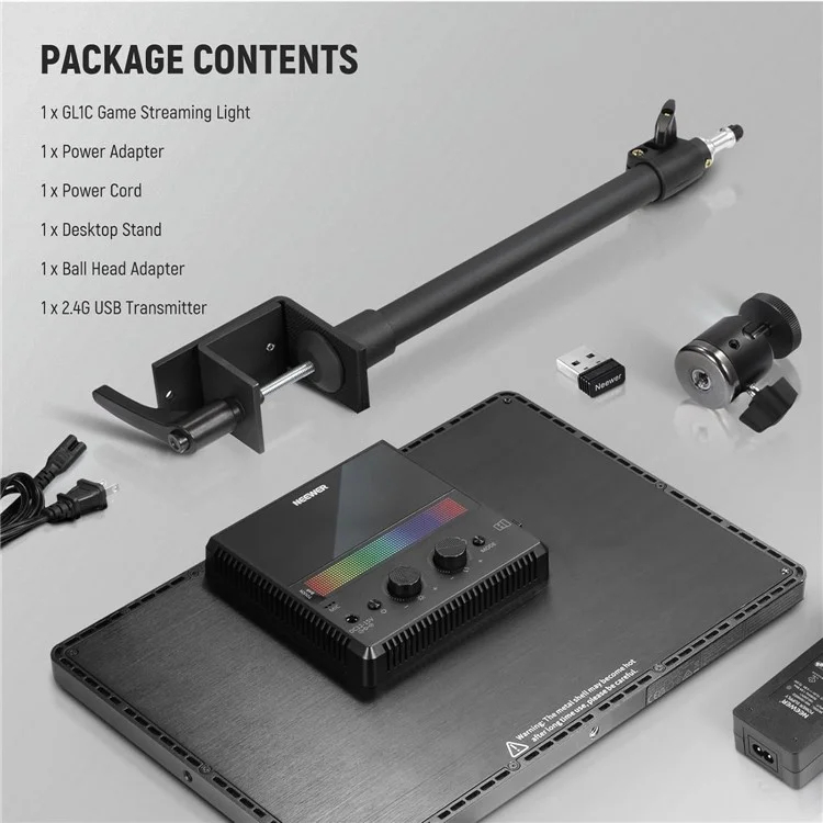 NEEWER GL1C 15.5 Inch LED Video Light Panel 2900K-7000K Music Sync 18 Scenes Live Streaming Gaming Light - US Plug