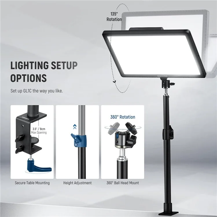 NEEWER GL1C 15.5 Inch LED Video Light Panel 2900K-7000K Music Sync 18 Scenes Live Streaming Gaming Light - US Plug