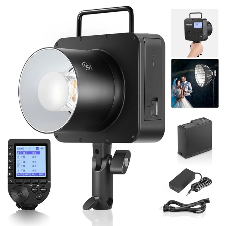 NEEWER Q4 400Ws Outdoor Flash with QPRO-N Trigger Handheld Strobe Light 1 / 8000S HSS for Nikon Cameras - US Plug