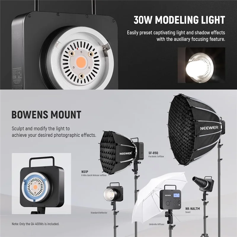 NEEWER Q4 400Ws Outdoor Flash with QPRO-N Trigger Handheld Strobe Light 1 / 8000S HSS for Nikon Cameras - AU Plug