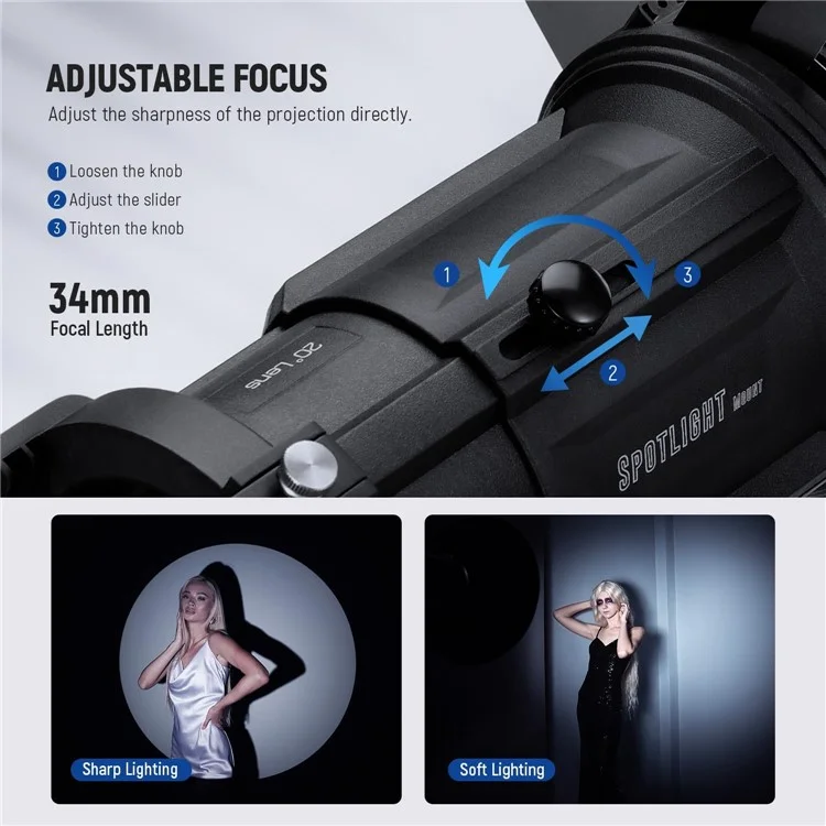 NEEWER LS-39 Scheinwerfer-Spotlight-Set Konische Brennlinse 20° Bowens-Halterung Fotografie-Beleuchtung
