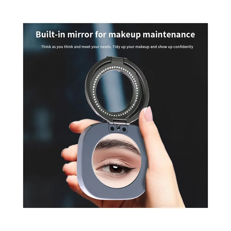 AL80 Anello Luminoso Magnetico per Selfie, Rotabile 360 Gradi, Lampada Portatile con 128 LED per Streaming Live - Nero