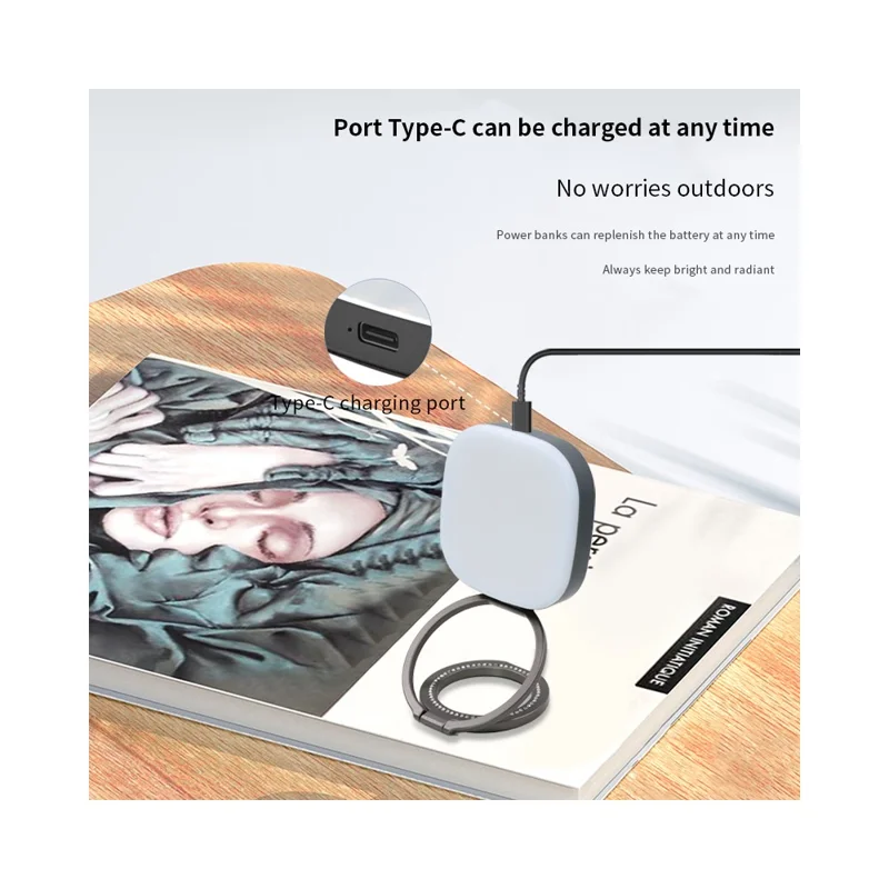 AL80 Anello Luminoso Magnetico per Selfie, Rotabile 360 Gradi, Lampada Portatile con 128 LED per Streaming Live - Nero