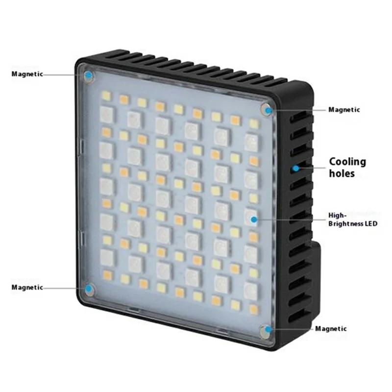 K10RGB Luz de Fotografia e Videografia para Selfie, Luz LED RGB para Câmera, Ultra Fina e Compacta