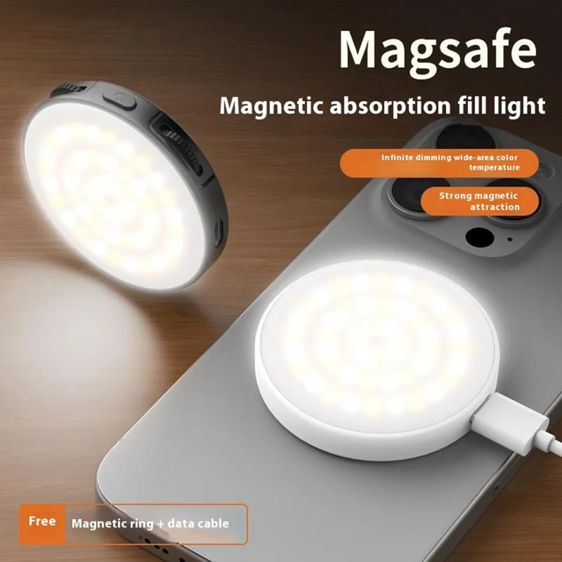 VRIG FD-03 Luz de Preenchimento LED Magnética para Smartphone com Brilho e Temperatura de Cor Ajustáveis - Preto
