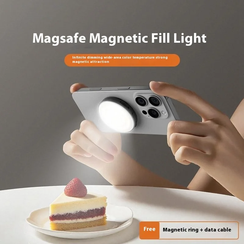 VRIG FD-03 Luz de Preenchimento LED Magnética para Smartphone com Brilho e Temperatura de Cor Ajustáveis - Preto