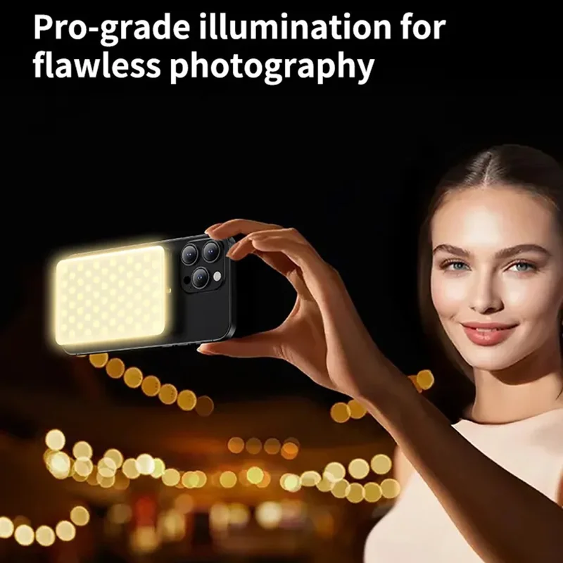 JMARY FM-168R Magnetic Phone Fill Light Dual Color Temperature 160 LED Beads Portable Video Light - Black