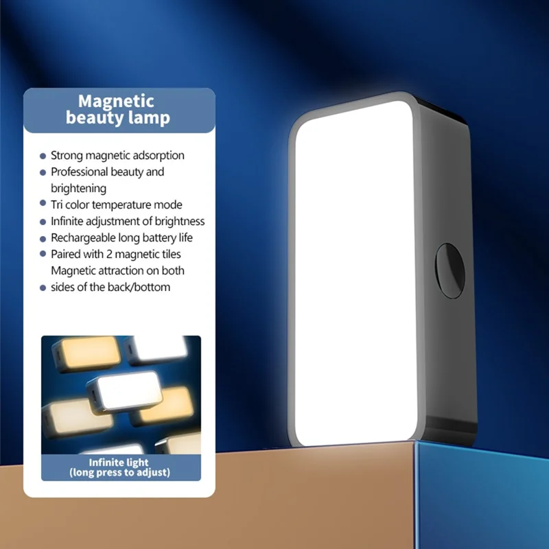 A8 Mini magnetyczna wypełniająca latarka kieszeniowa, oświetlenie LED do fotografii telefonem, streamingu wideo, przenośna - Czarny