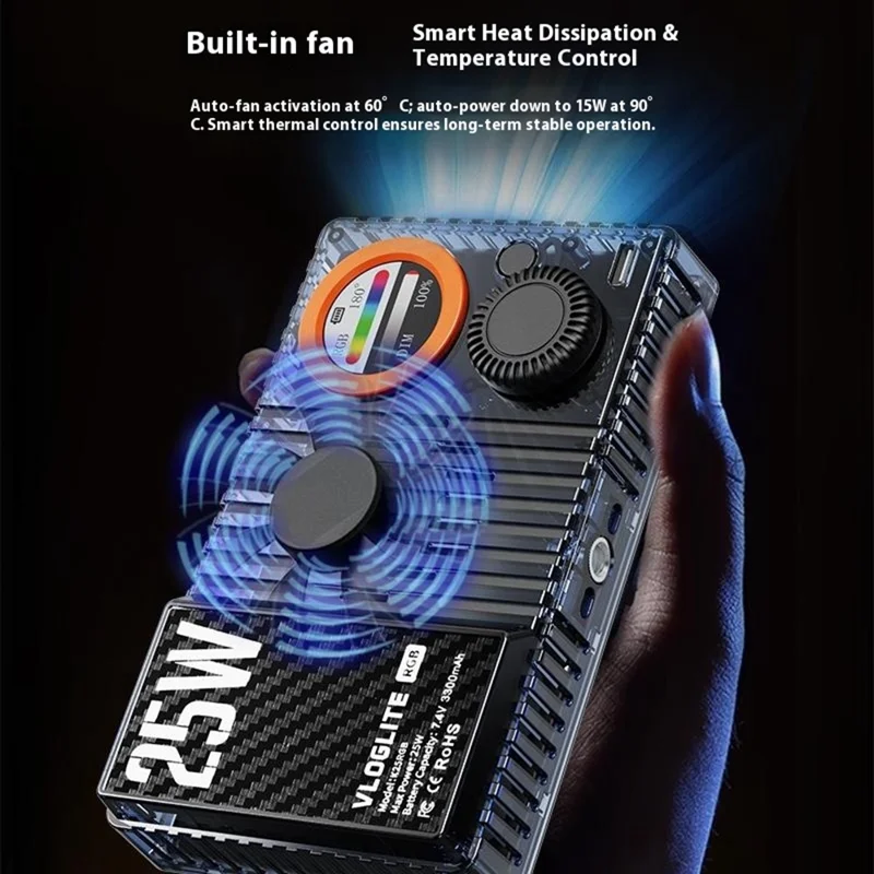 VLOGLITE K25RGB 25W High Power RGB Fill Light for Camera Photography Live Streaming Pocket Video Light