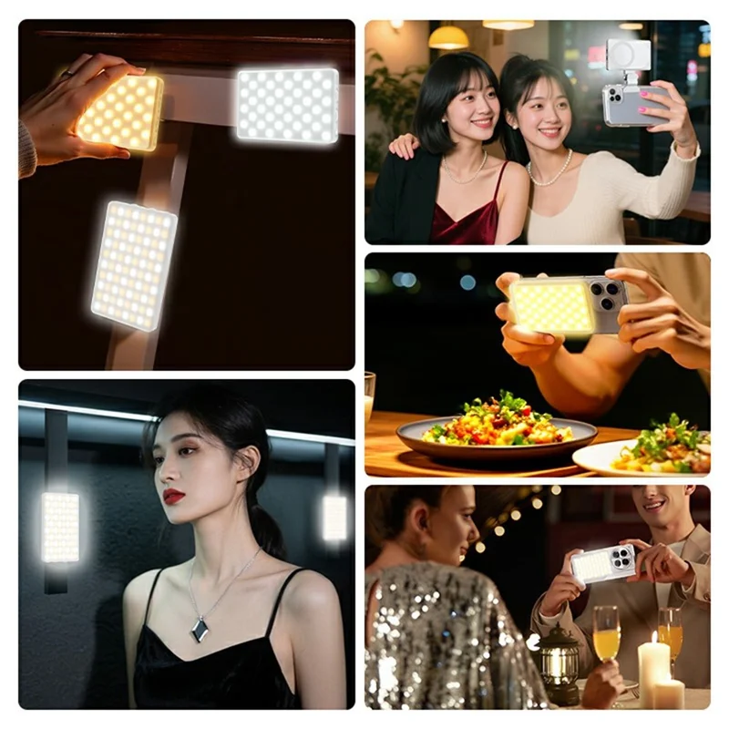 V22A 4 W strømbars lommelys med LED, type-C opladning, magnetisk fyldlys til telefonkamera, live-streaming