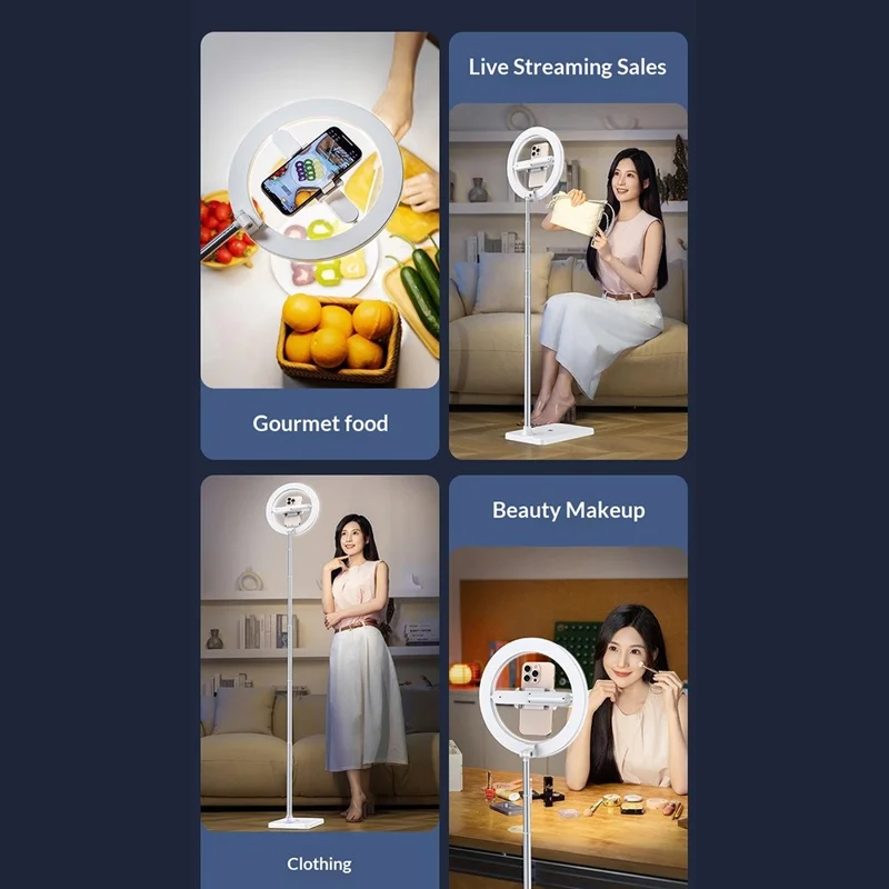 R7 Lumière Annulaire avec Support Réglable Lumière de Remplissage de Beauté et Selfie de Bureau pour Streaming en Direct
