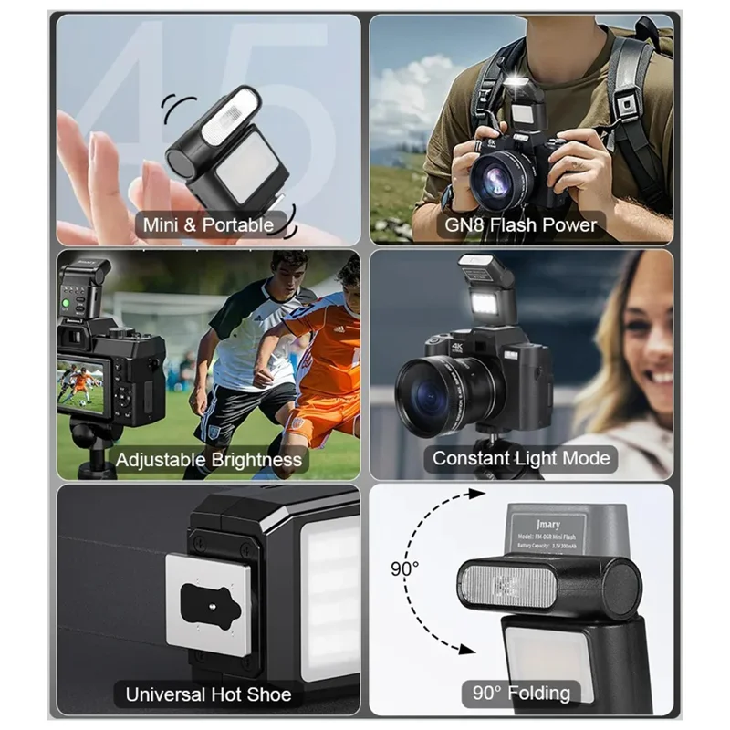 JMARY FM-06R Mini Flash Fill Light Hot Shoe Mount 300mAh Rechargeable LED Light for Camera Photography