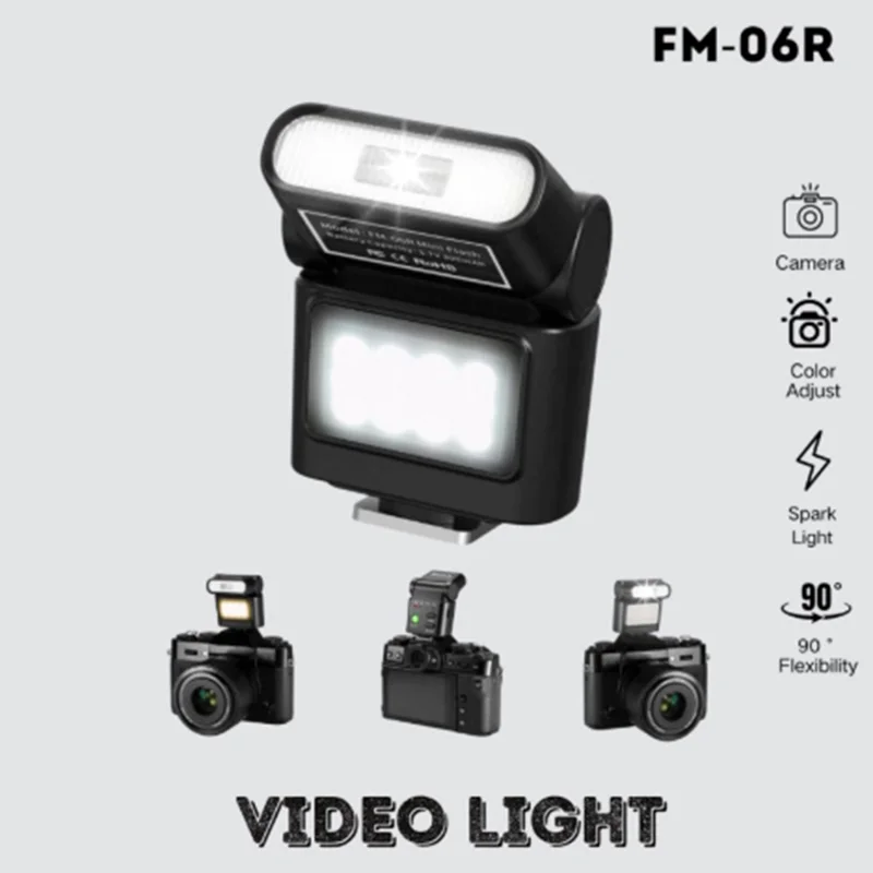 JMARY FM-06R Mini Flash Fill Light Hot Shoe Mount 300mAh Rechargeable LED Light for Camera Photography