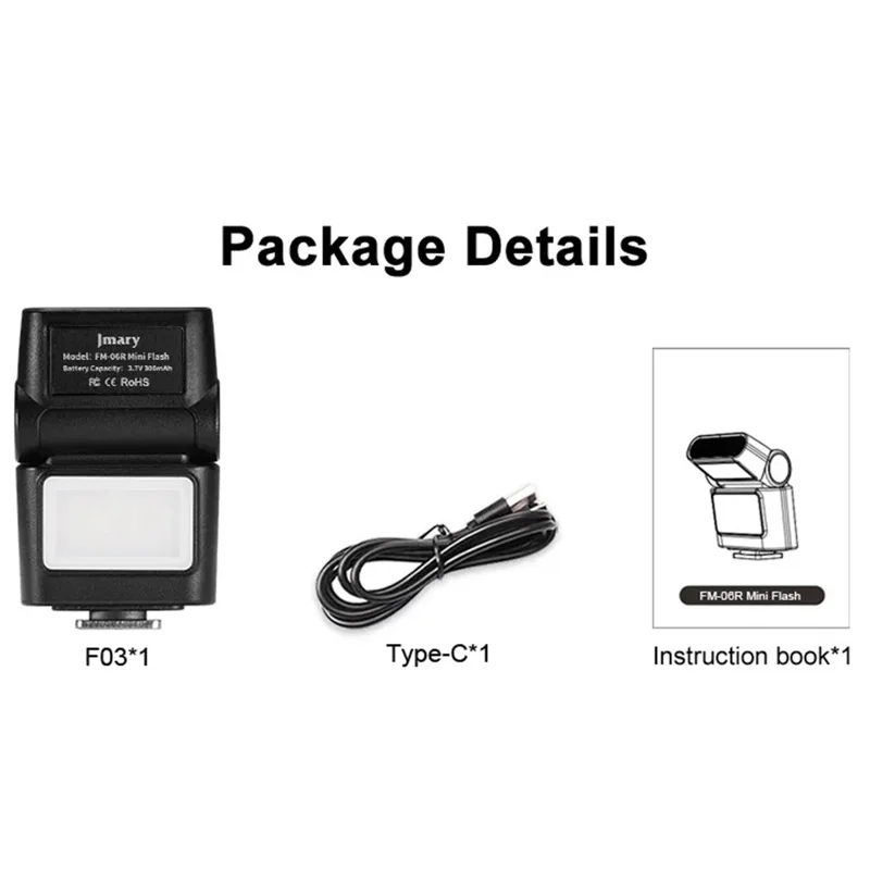 JMARY FM-06R Mini Flash Fill Light Hot Shoe Mount 300mAh Rechargeable LED Light for Camera Photography
