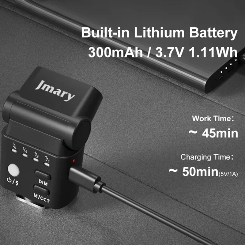 JMARY FM-06R Mini Flash Fill Light Hot Shoe Mount 300mAh Rechargeable LED Light for Camera Photography