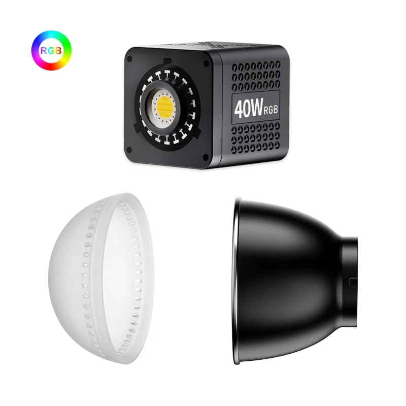 VLOGLITE P40RGB 40W COB RGB Video Light 2500K-6500K 20 Effects Modes Studio Video Lamp for Photography Live Streaming