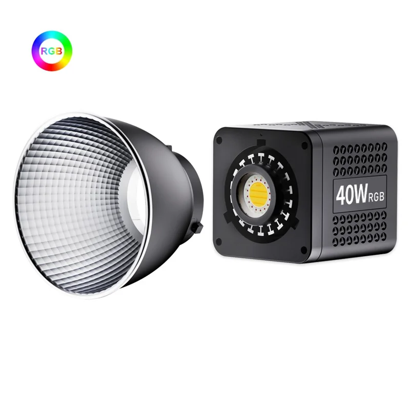 VLOGLITE P40RGB 40W COB RGB Video Light 2500K-6500K 20 Effects Modes Studio Video Lamp for Photography Live Streaming
