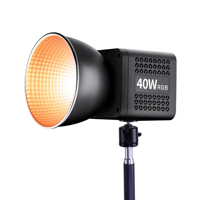 VLOGLITE P40RGB 40W COB RGB Video Light 2500K-6500K 20 Effects Modes Studio Video Lamp for Photography Live Streaming