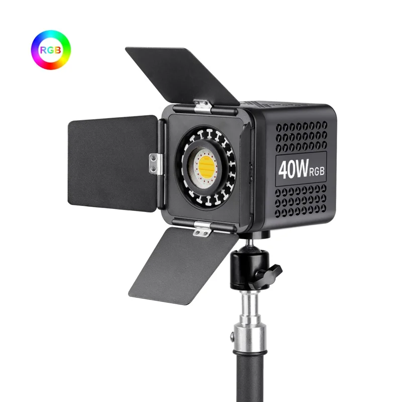 VLOGLITE P40RGB 40W COB RGB Video Light 2500K-6500K 20 Effects Modes Studio Video Lamp for Photography Live Streaming
