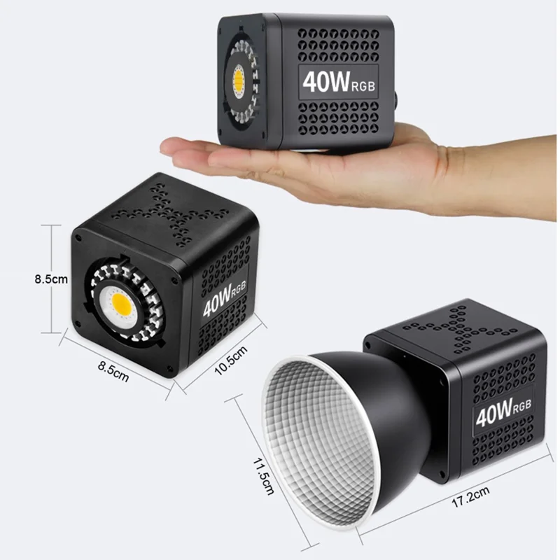 VLOGLITE P40RGB 40W COB RGB Video Light 2500K-6500K 20 Effects Modes Studio Video Lamp for Photography Live Streaming