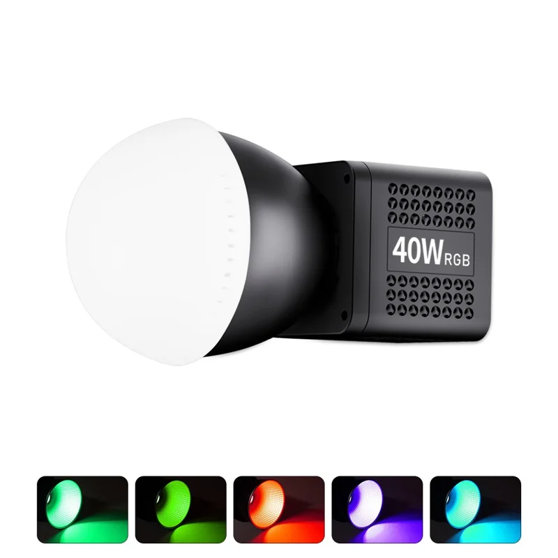 VLOGLITE P40RGB 40W COB RGB Video Light 2500K-6500K 20 Effects Modes Studio Video Lamp for Photography Live Streaming