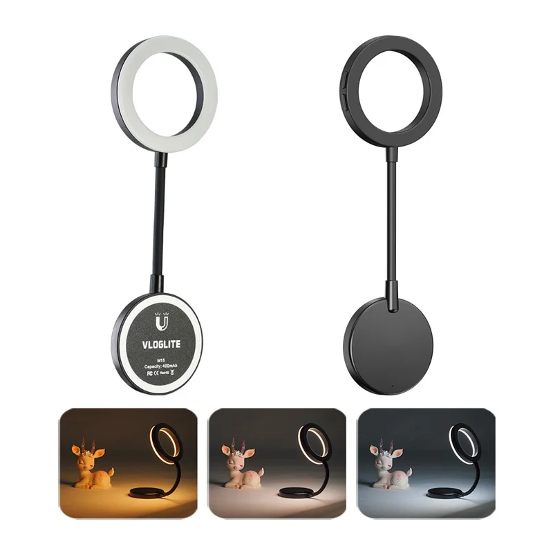 VLOGLITE M15 Mini Portable Selfie Light Magnetic LED Fill Ring Light for Phone Reading Photography Video Lighting