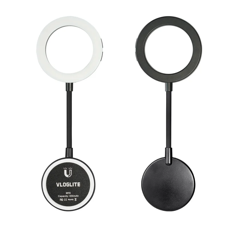VLOGLITE M15 Mini Portable Selfie Light Magnetic LED Fill Ring Light for Phone Reading Photography Video Lighting
